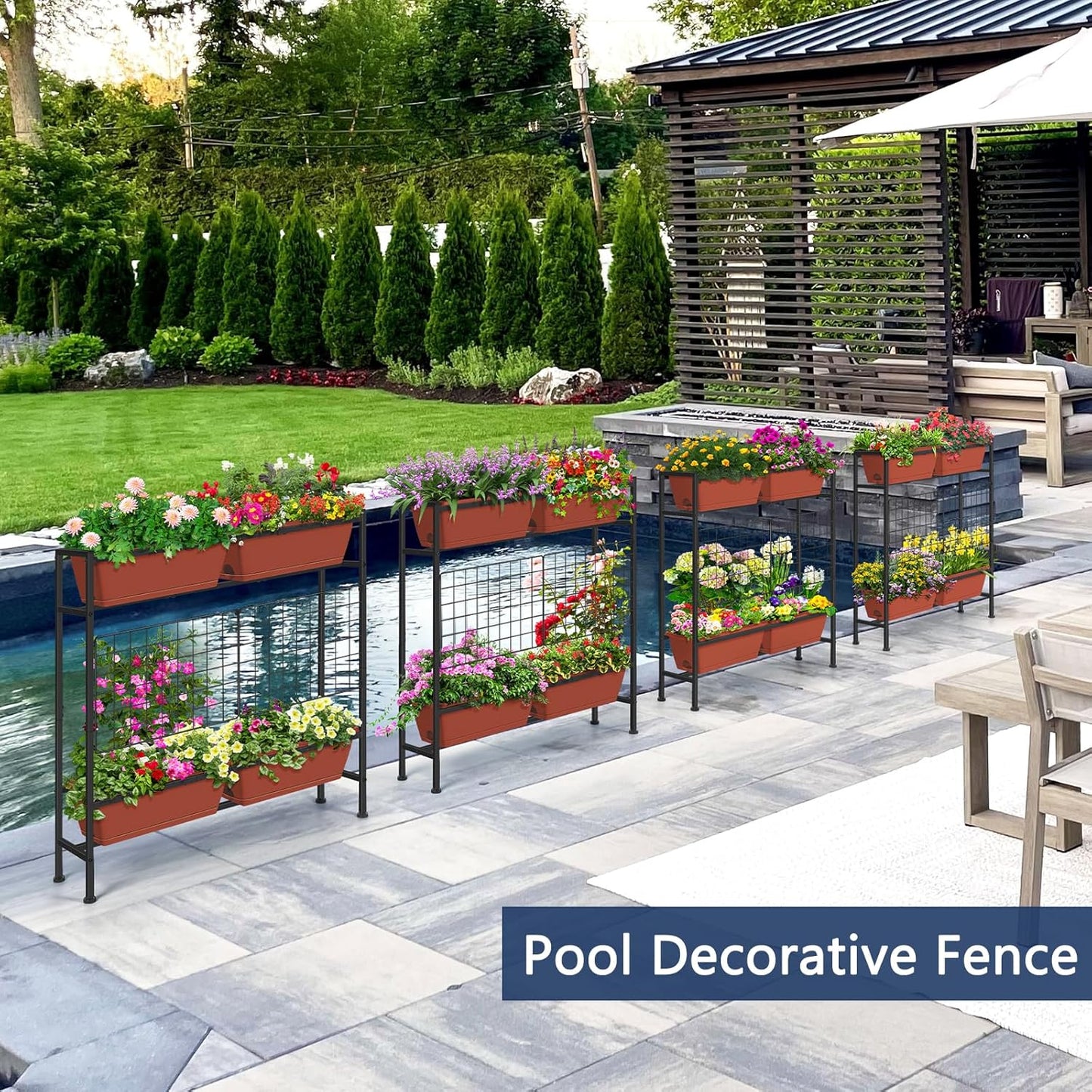 Raised Garden Beds Outdoor Elevated Planter Boxes with Trellis Herb Garden Planter Outdoor Raised Flower Boxes with Legs for Vegetable Patio Balcony Porch, Brick Red