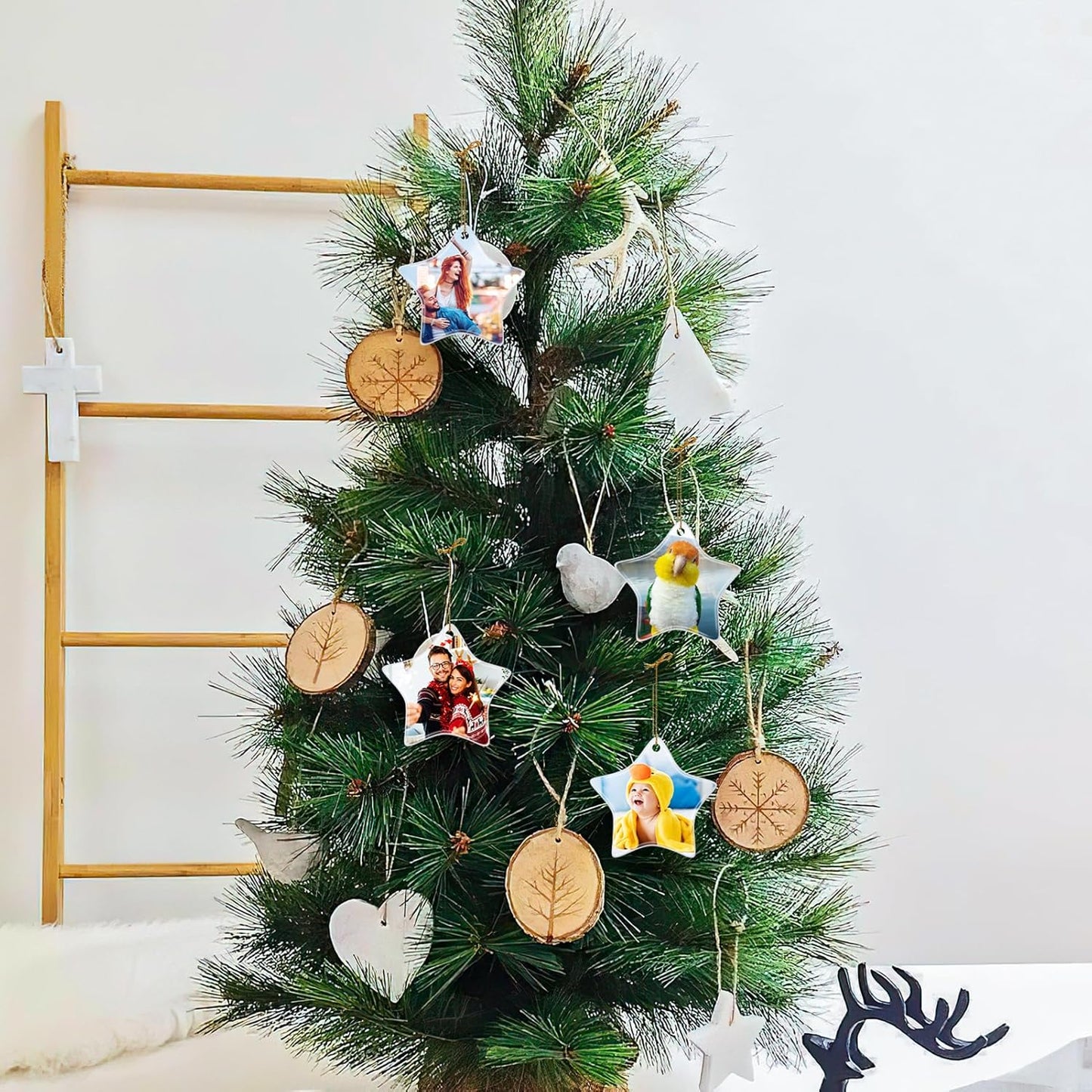 Personalized Christmas Ornaments 2025 Ceramic Custom Picture Text Hanging Ornament Customized Christmas Tree Decorations Keepsake Gift for Family Couples Xmas Tree Home Decor