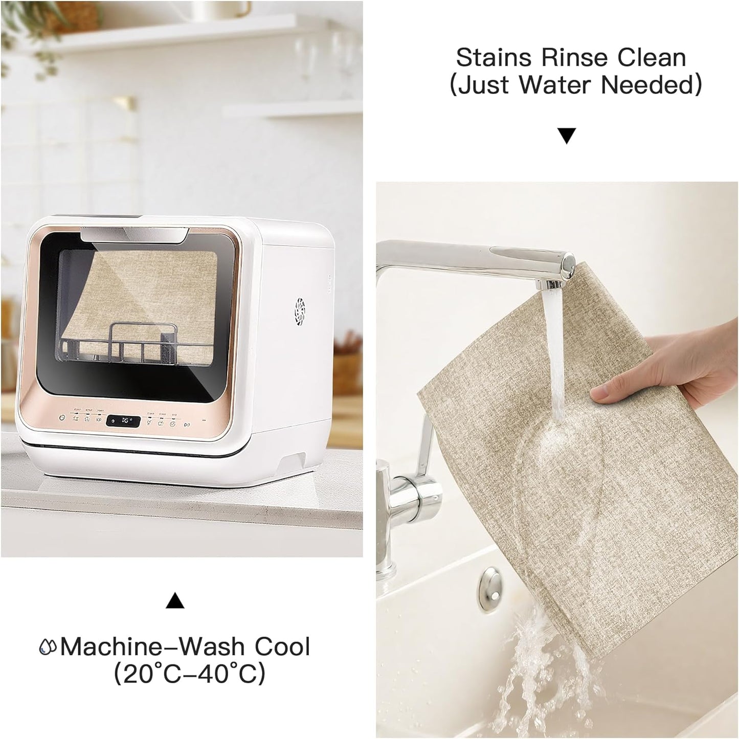 DOLOPL Placemats Set of 6, Reversible Wipeable & Heat Resistant Place Mats, Modern Faux Leather Table Mats for Kitchen, Neutral Waterproof Tablemats for Dining Table Decor, Wedding, Party(Beige)