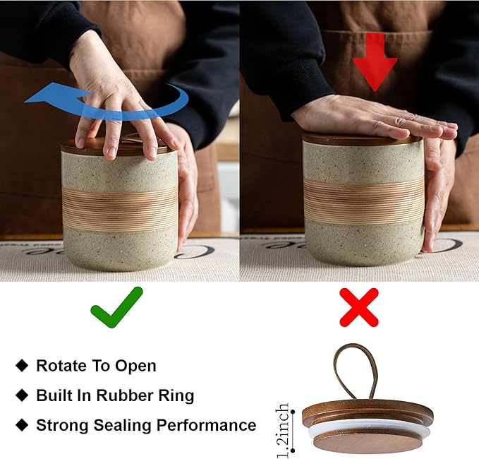 Small Ceramic Jar with Lid, Coffee Canister Coffee Container Kitchen Food Storage Jars for Spice Sugar Tea Bag, Stackable Decorative Jars for Countertop, 5oz