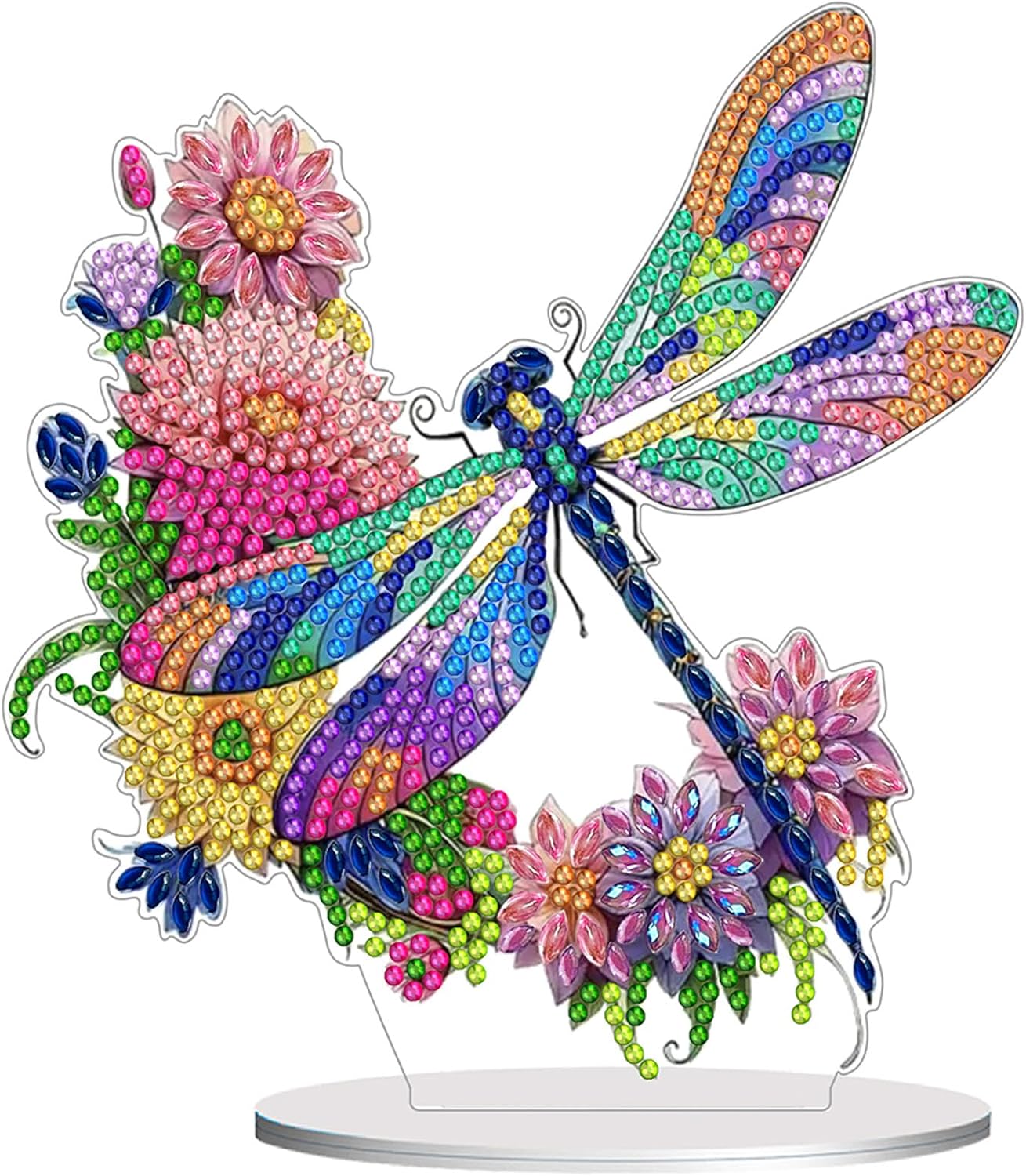 Diamond Painting Kits for Adults Beginners, 5D Full Drill Dragonfly Crystal Art Desktop Ornament, DIY Single Sided Home Office Desk Decor, Creative Craft Gift Set with Tools