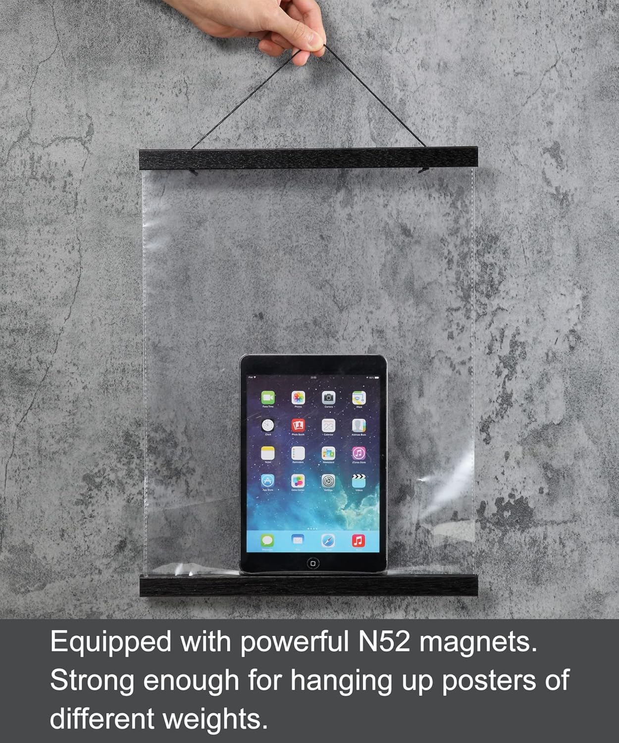 Magnetic Poster Hanger Frame, 32x24 32x48 32x40 Teak Wood Magnet Poster Frame for Posters, Prints, Photos, Pictures, Maps, Scrolls, and Canvas Artwork(Black, 32")