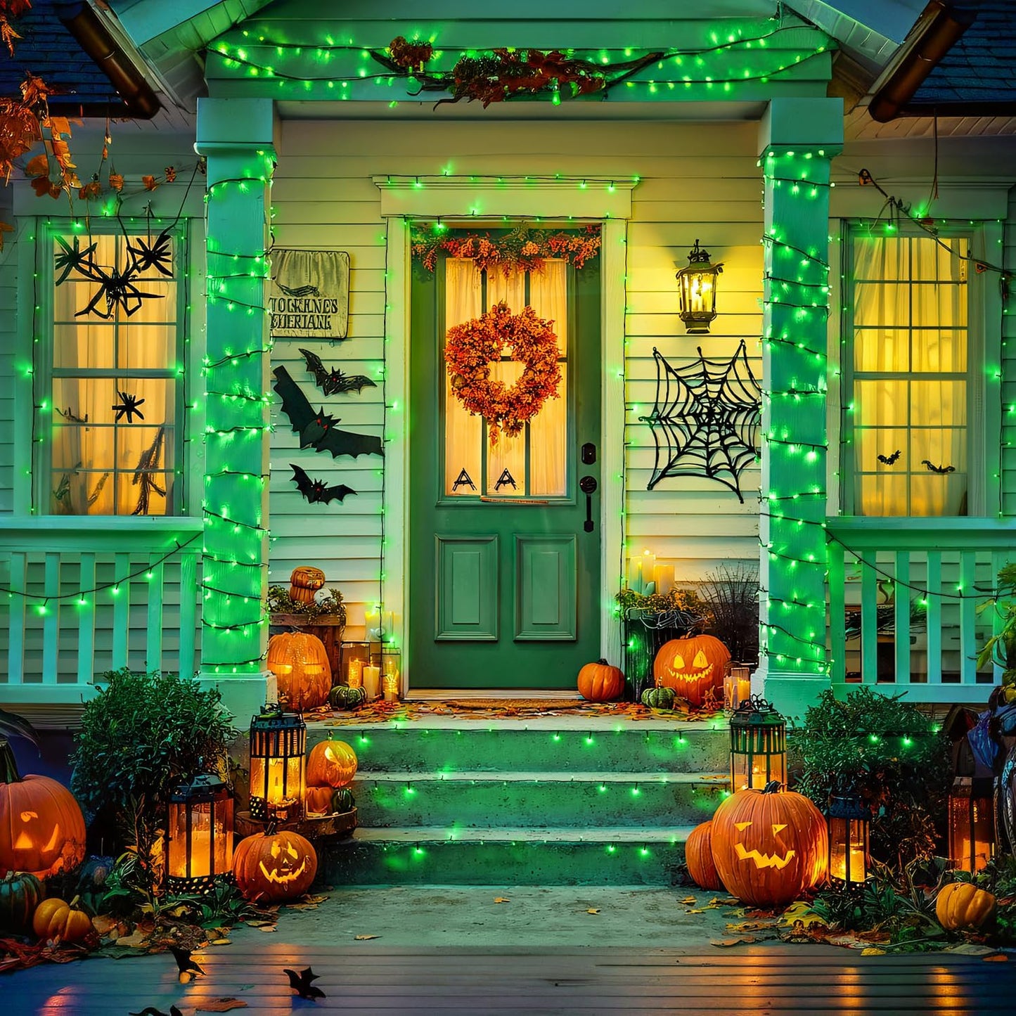 JMEXSUSS 2 Pack Green Solar Lights for Halloween, Each 100 LED 33 FT Green Christmas Lights Outdoor Waterproof, 8 Modes Solar Halloween Light for Outside Christmas Tree Yard Garden Decor