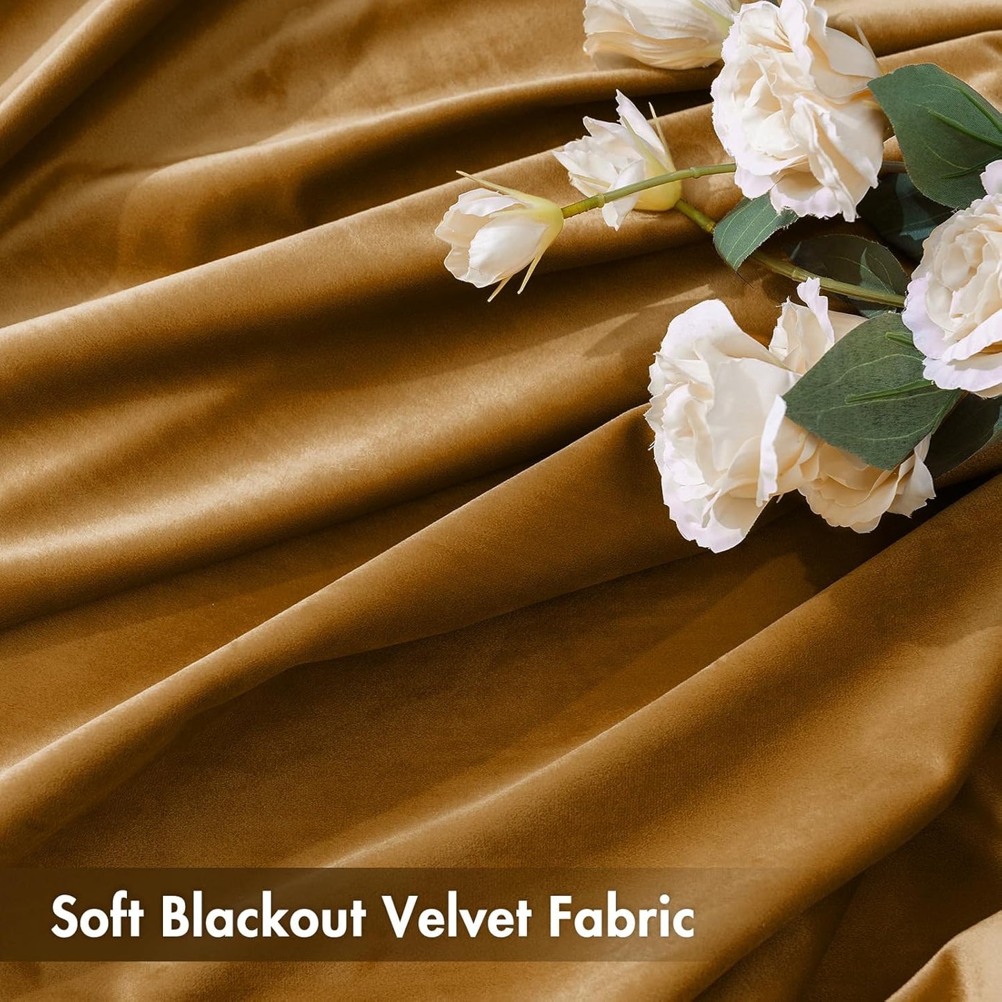 MIULEE Golden Brown Velvet Curtains Thermal Insulated Blackout Curtain Drapes for Bedroom Living Room Darkening 90 Inches Long Curtains Panels Rod Pocket Set of 2