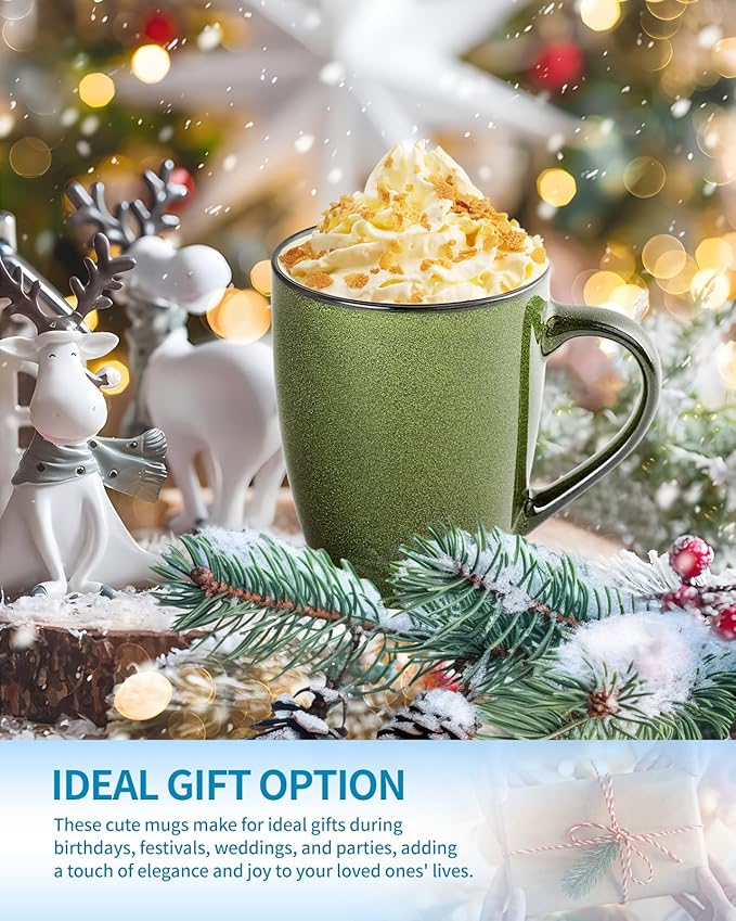 Ceramic Coffee Mugs 12oz, Set of 6 - Large With Handle for Men, Women, Dad, Mom - Modern Cups for Tea, Latte, Cappuccino, Cocoa (6 Pack)