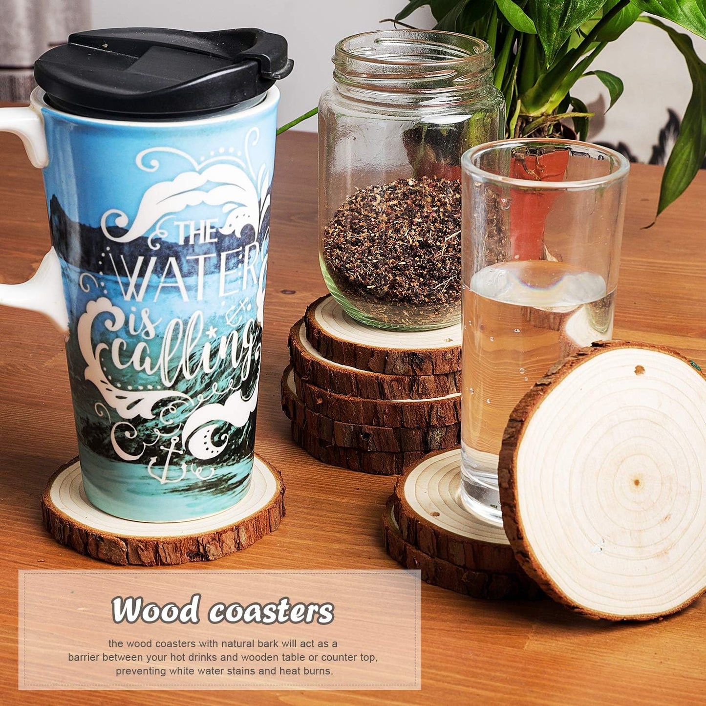 5ARTH Natural Wood Slices - 20 Pcs 3.5-4.0 inches Craft Unfinished Wood kit Predrilled with Hole Wooden Circles for Arts Wood Slices Christmas Ornaments DIY Crafts