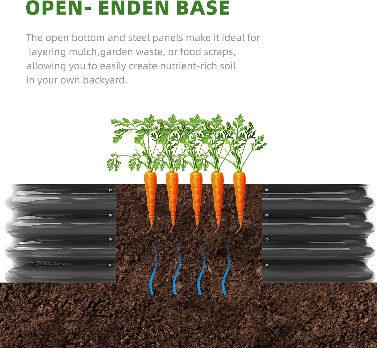 DaisyVibe Raised Garden Bed Kit, Planter Raised Garden Boxes Outdoor, Oval Large Metal Raised Garden Beds for Vegetables Flowers (Grey, 5ftx2ftx1ft)