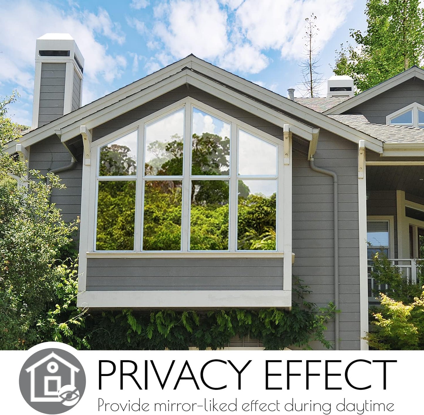 HIDBEA One Way Window Film Non-Adhesive, Heat Control Sun Blocking Daytime Privacy Glass Films, Reflective Self Static Cling Mirror Window Tint for Home (Silver, 35.4 Inch x 16.4 Feet)