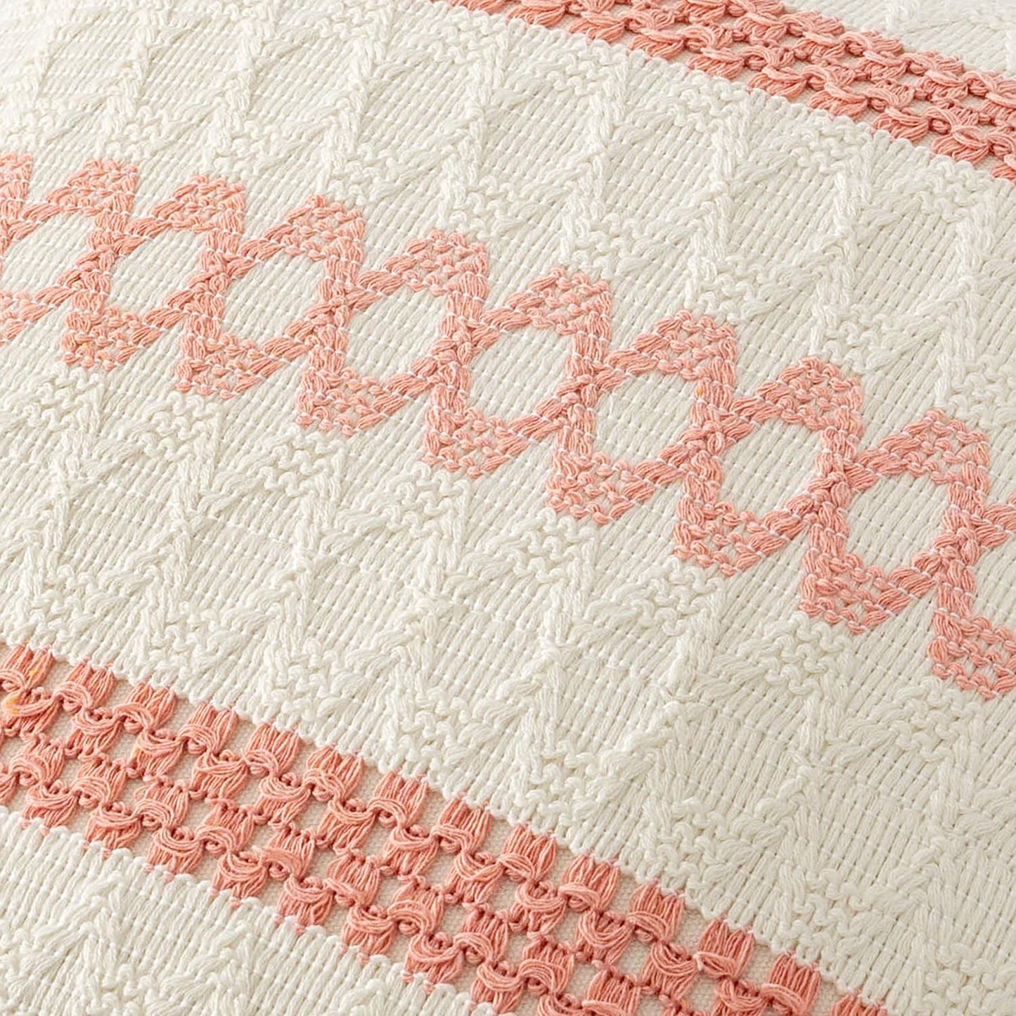 MIULEE Set of 2 Coral Red Boho Decorative Pillow Covers 20x20 Inch Farmhouse Rustic Couch Throw Pillows Modern Summer Cotton Cushion Covers Retro Cute Macrame Woven Home Decor for Bed Sofa Chair