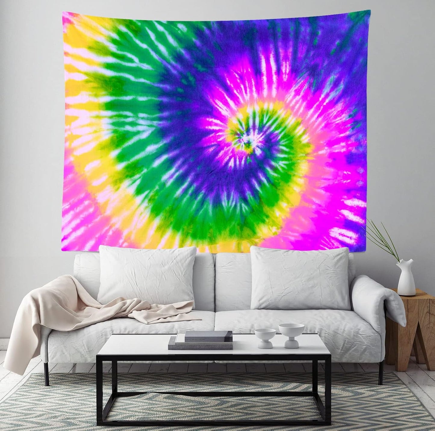 BELECO Tie Dye Tapestry Fabric Wall Hanging 60x40 Inch Hippie Tapestry 60's Tie Dye Wall Decor Watercolor Rainbow Spiral Tie Dye Art Tapestries for Bedroom Living Room Dorm Home Decor