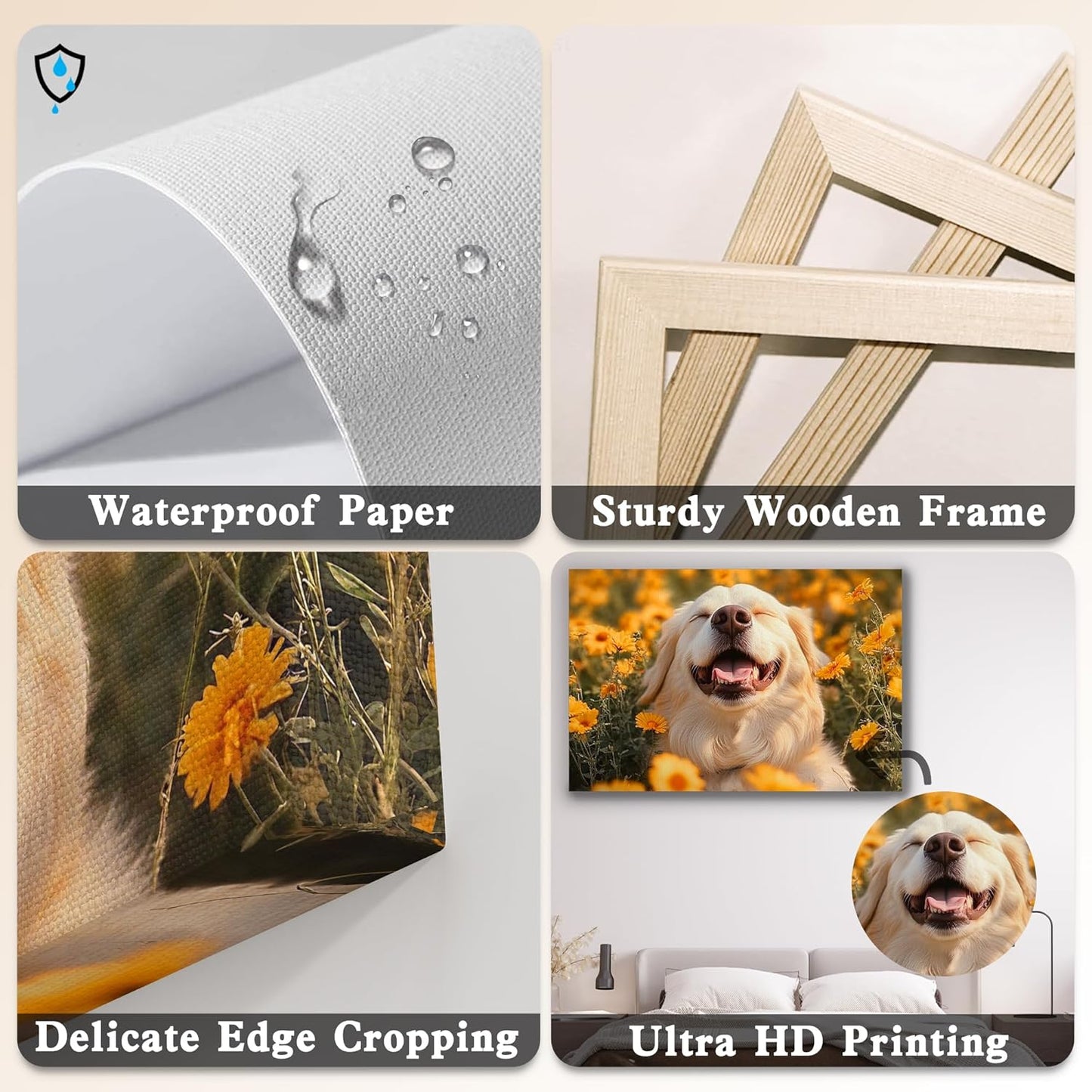 Ship Next Day - Custom Canvas Prints with Your Photos, Personalized Canvas with Pictures Print for Wall Art Bedroom, Customized Photo Gifts for Couple Men Women Mom Baby Dog Family - 24"W x 18"L