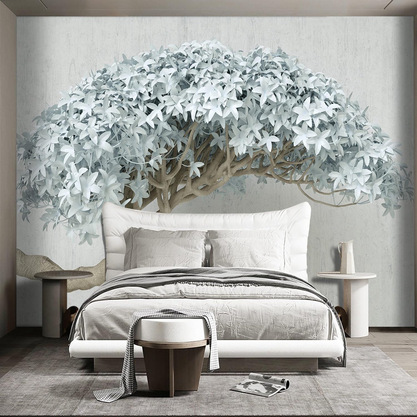 Modern Abstract Tree Wallpaper for Bedroom 3D Mural Living Room Large Wall Mural Room Adhesive Fabric Decor - 91"x65"（Not Peel and Stick）