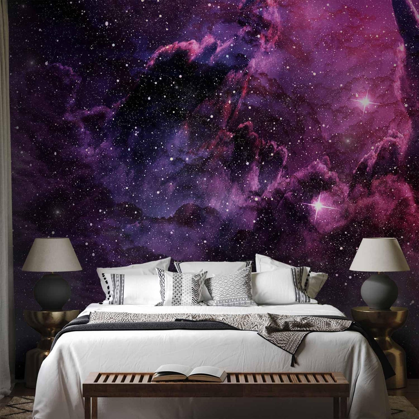artgeist Premium Wall Mural Galaxy 216x98 in - Non-Woven Photo Wallpaper Art Print Fleece Wall Mural Decoration Cosmos Sky Cloud Purple a-C-0022-a-b