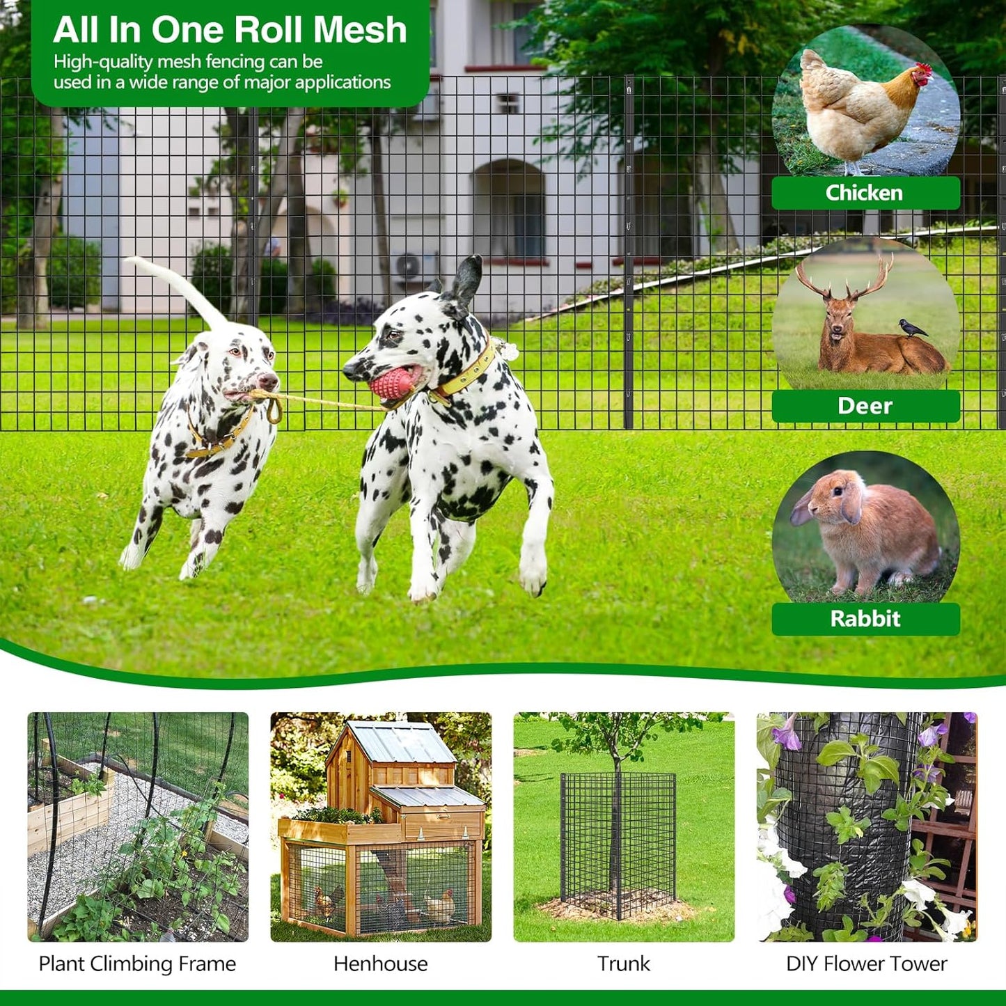 Wire Fence, 36 in(H) X 50 ft(L) PVC Coated Welded Wire Fencing 2" X 2" 16GA Garden Border Vinyl Metal Chicken Wire Fencing Mesh Roll for Yard Vegetable Plant Protection Poultry Netting Black