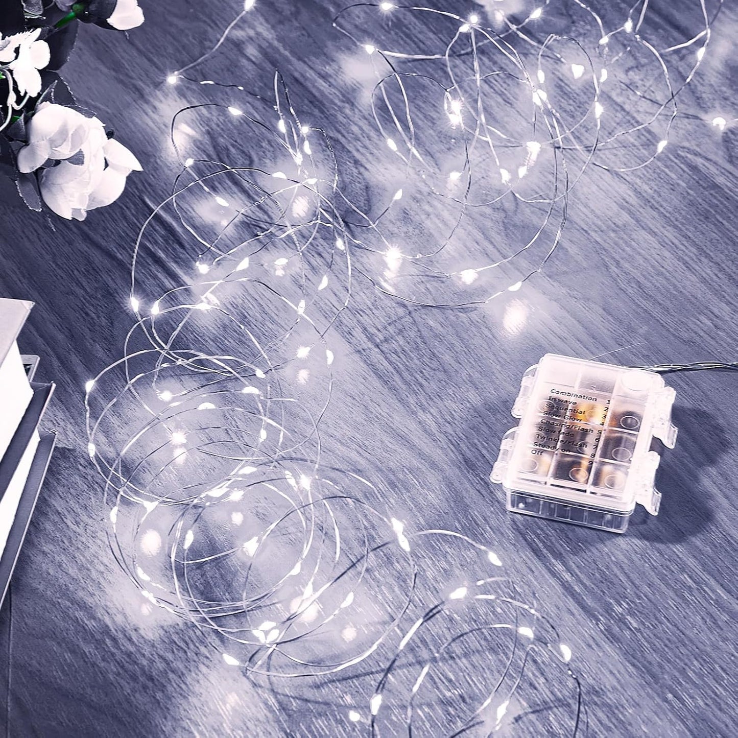 2 Pack 32.8 Ft. Battery Operated Outdoor String Lights with Remote & Timer, LED Cool Whit Fairy Lights, Waterproof Twinkle Lights for Bedroom, Dorm, Mason Jar, Wedding, Party, Christmas