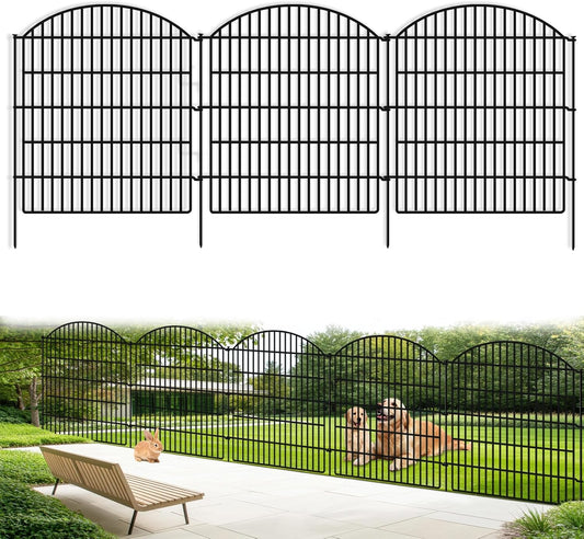 16 Panels Decorative Garden Metal Fence, 33in (H) x 38.67ft (L) No Dig Dog Fencing for Outdoor Yard, Rustproof Animal Ground Stakes Temporary Panel Border Barrier for Patio Flower Bed Camping