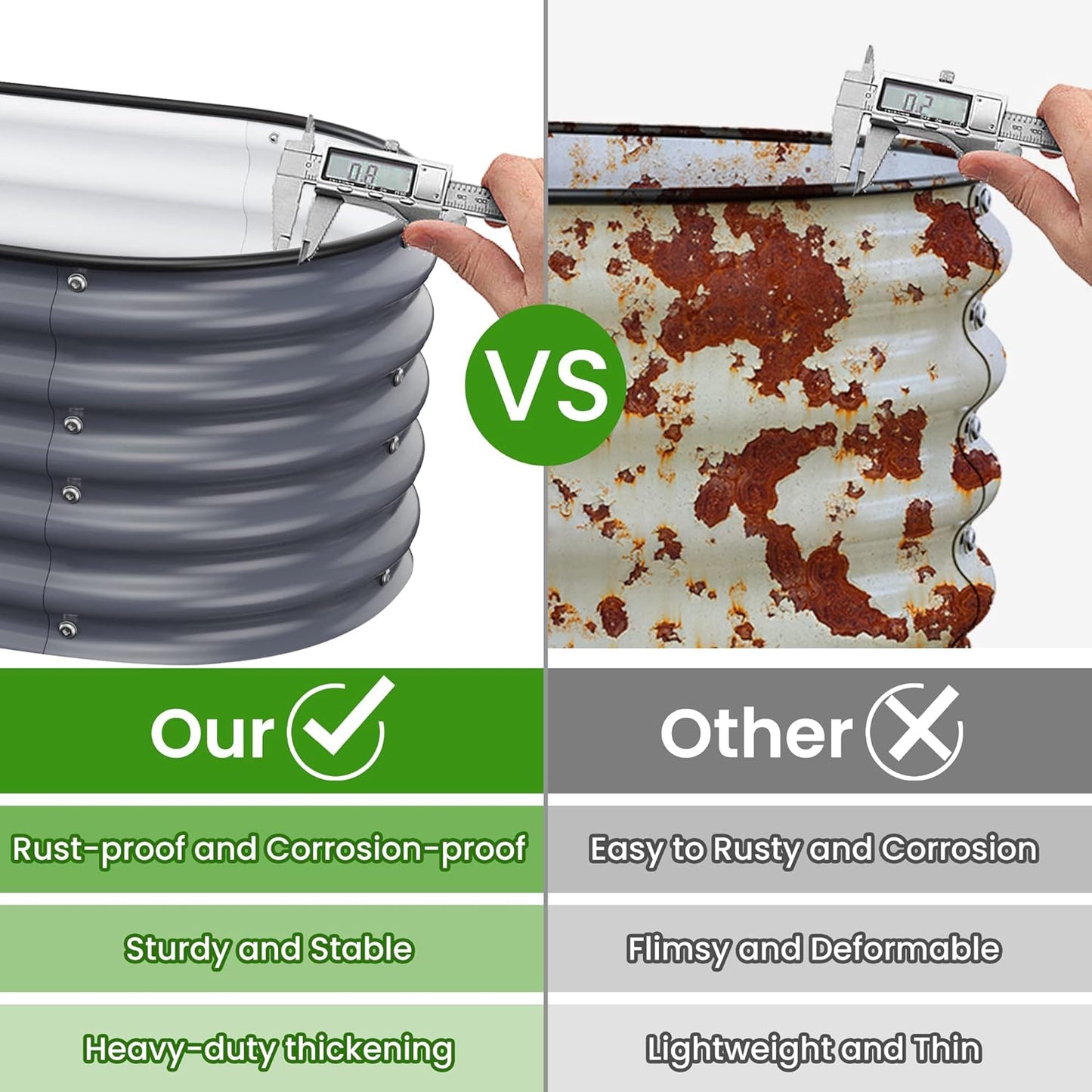 Oval Raised Garden Bed for Outdoors - 6.5X2X1.4 FT Galvanized Planter Raised Beds, Metal Planter Box for Vegetables,Flowers, Herbs, and Succulents(Deep Gery)