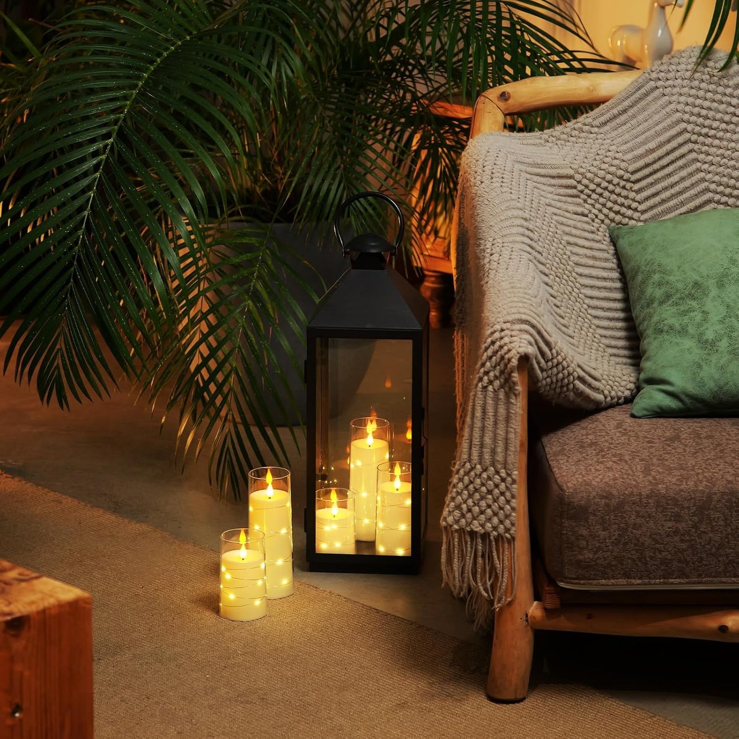 Homemory Pure White Flameless Candles with Embedded Star String Fairy Lights, Battery Operated Candle, LED Candles, Fake Candles with Remote Control and Timer, Set of 5(H4 5" 6" 8" 8")