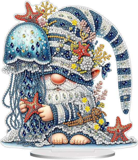 Diamond Painting Kits for Adults Beginners, 5D Full Drill Dwarf Ocean Crystal Art Desktop Ornament, DIY Single Sided Home Office Desk Decor, Creative Craft Gift Set with Tools