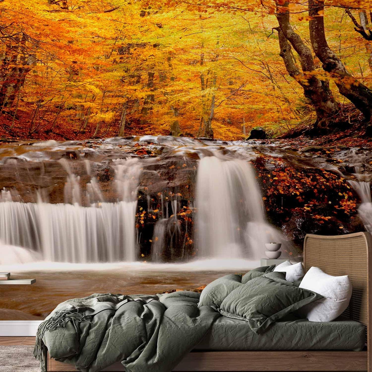artgeist Wall Mural Waterfall 216x98 in - XXL Non-Woven Corner Wallpaper Fleece Angle Wall Decor Photo Print Picture Image Design Modern Nature Landscape Forest Tree c-B-0472-a-a