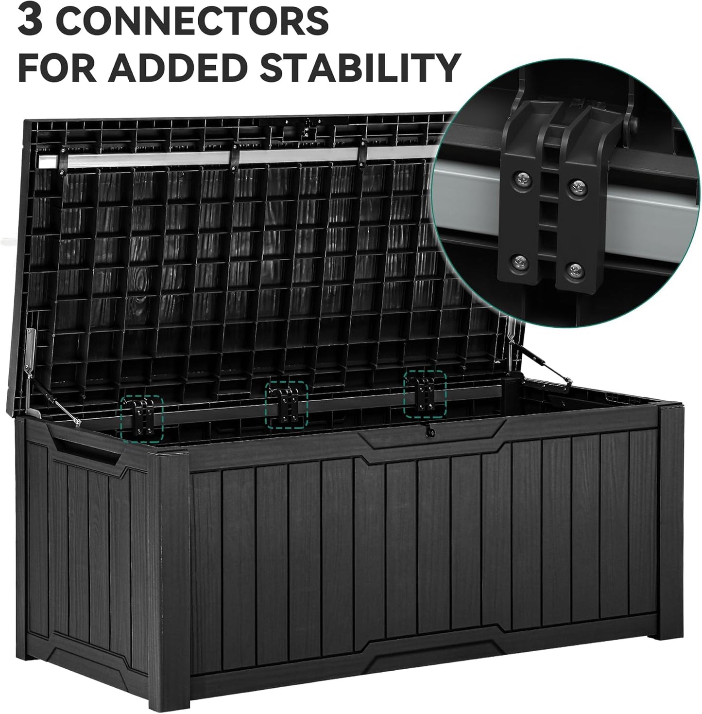 YITAHOME 120 Gallon Large Deck Box, Resin Outdoor Storage Box for Outdoor Pillows, Garden Tools and Pool Supplies, Waterproof, Lockable, Black