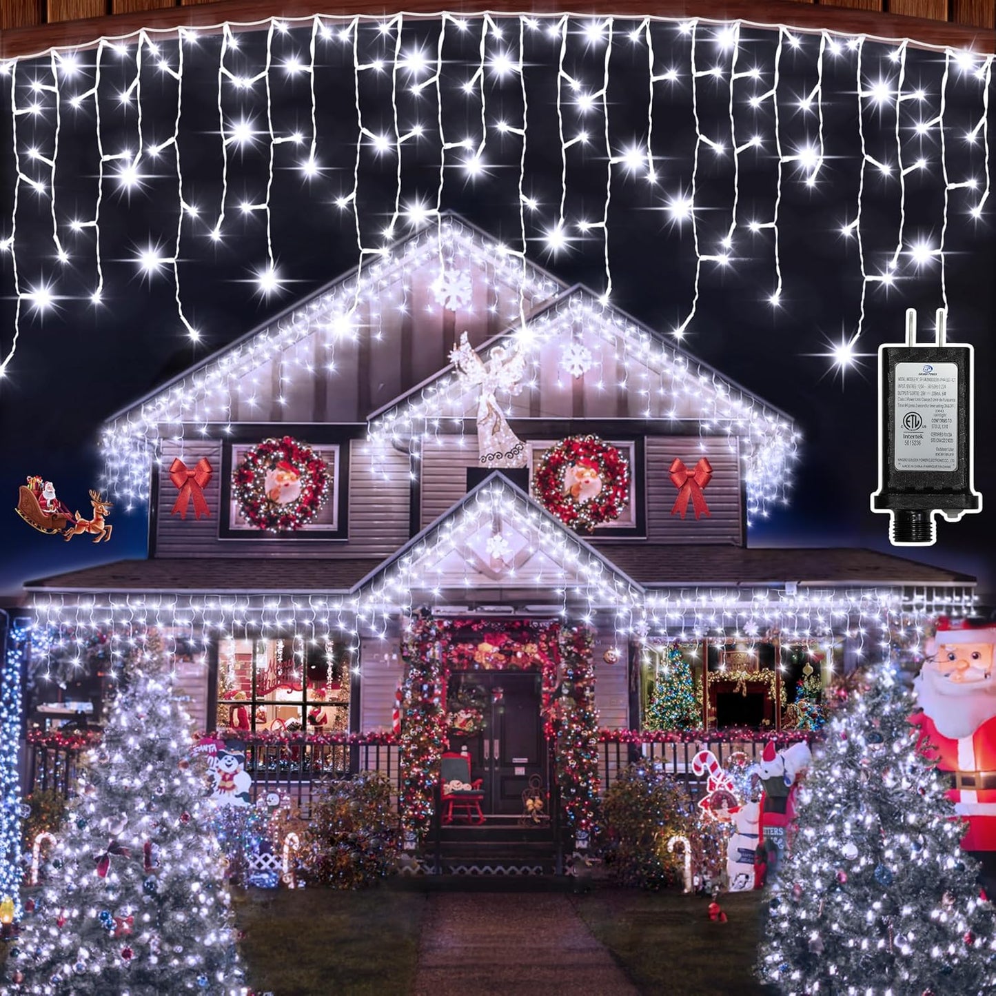 1332 LED 132FT Christmas Lights with 296 Drops, 12 Modes Dimmable Cool White Outdoor Hanging Lights with Timer Memory, Waterproof Curtain Lights for Home Bedroom Indoor Tree Window Roof Fence Wedding