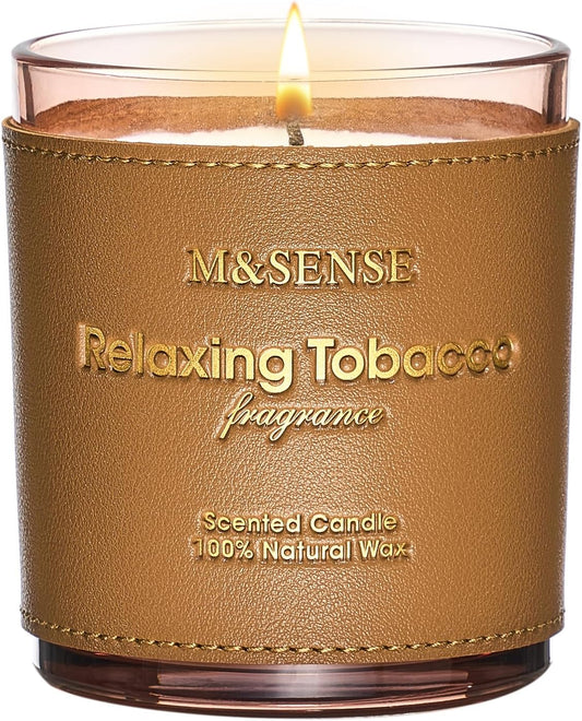 M&SENSE Cinnamon Tobacco Scented Candles,Vegan Soy Wax Candle,10oz 42-Hour Slow Burning Time,No Toxin Naturally Scented Home Fragrance for Stress Relief in Sleep & Living Rooms,Gifts for Dad Man