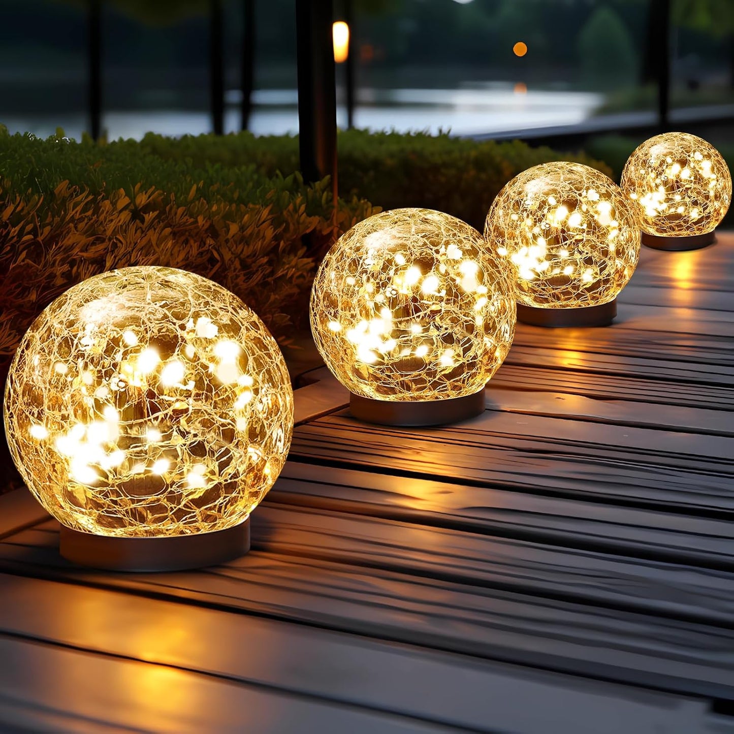 Solar Globe Lights Outdoor Waterproof - Cracked Glass Ball Lights for Garden, Patio, Yard, Lawn and Backyard Decor - Solar Orbs for Outside Decorations