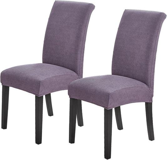 Joccun Chair Covers for Dining Room Set of 2, Dining Chair Slipcovers Stretch Dining Room Chair Covers Seat Protector,Washable Parsons Chair Cover for Home,Hotel(Grapeade,2 Pack)