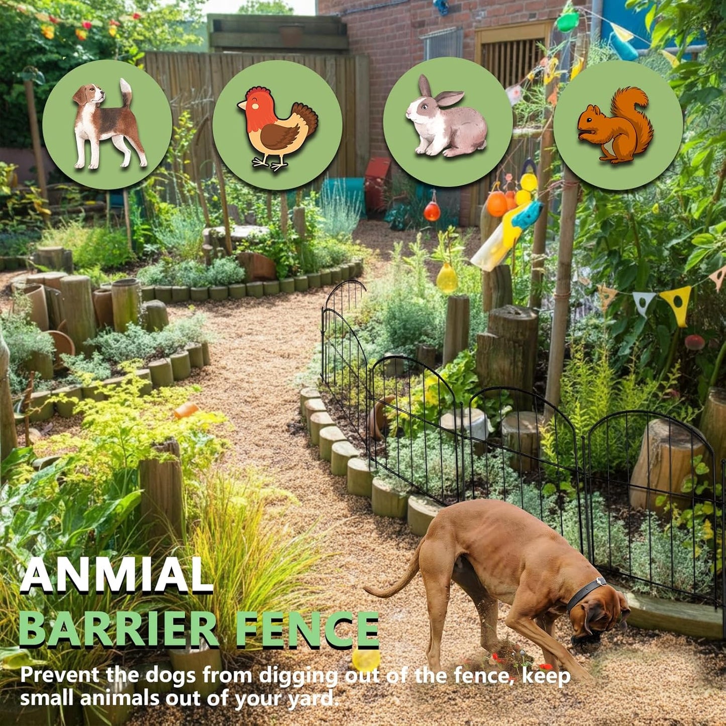 21in(H) x 26ft(L) Garden Fence Animal Barrier No Dig, 26 Panels Rustproof Arched Small Metal Fencing, 1.5in Gap Fence Border, Outdoor Decorative Fence for Yard Dogs Rabbits