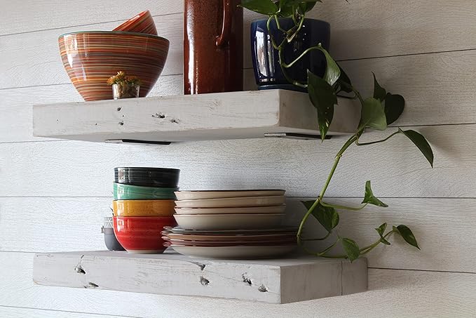 Urban Legacy Reclaimed Barn Joist Deep Floating Shelves | Deep Shelves with Low Profile Shelf Bracket with High Weight Capacity, Set of 2 (24" x 11" x 2.5", Rustic Gray)