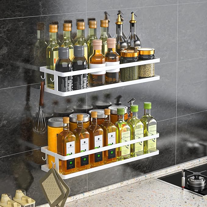 PUSDON Metal Wall Hanging Basket 2 Packs DIY Suitable for Multiple Scenes - Large White Guardrail