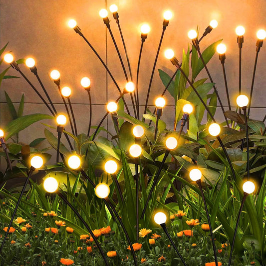 Solar Firefly Lights 16 LED Swaying Outdoor Waterproof Decorative Lights for Yard Patio Pathway Lawn Decorations (2 Pack, 8 Heads)