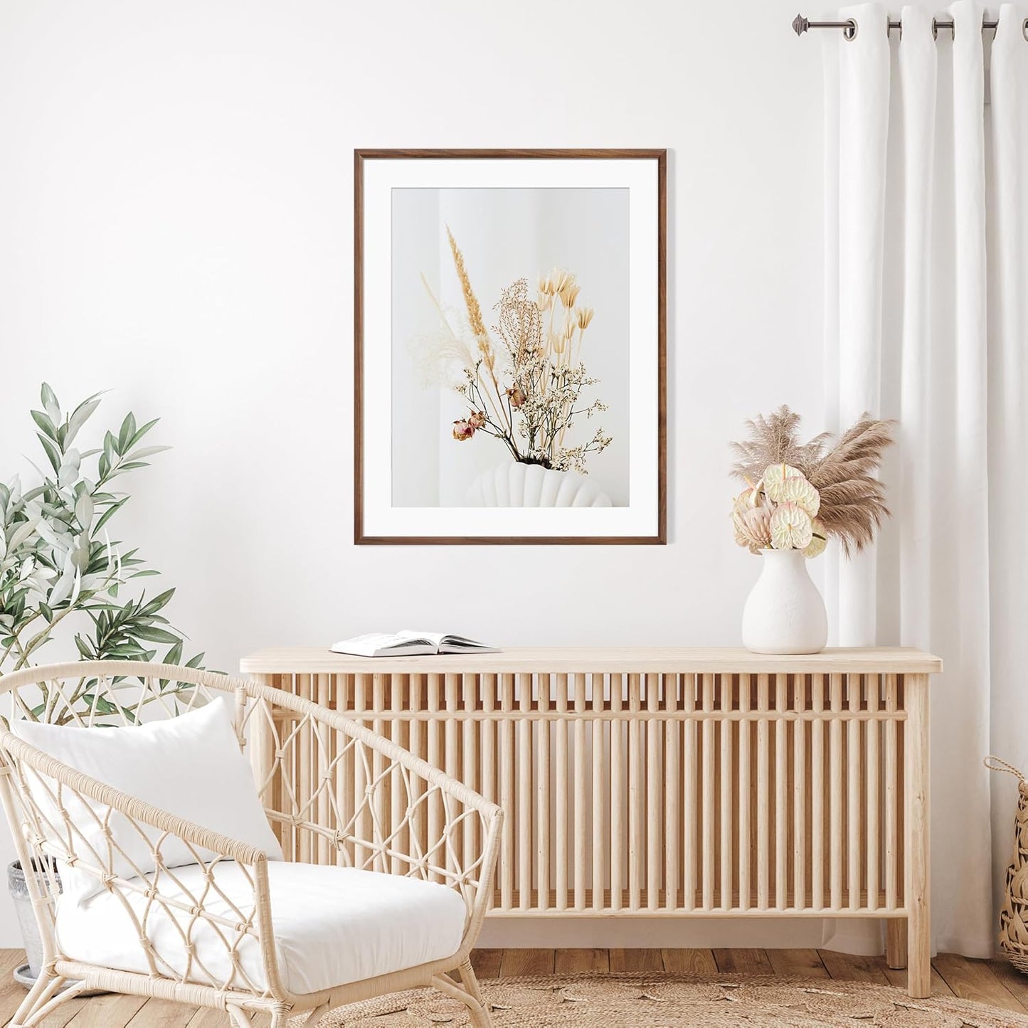 22x28 Poster Frame Set of 2 Natural Solid Walnut Photo Frames with 18x24 Removable Mat Wall Hanging Large Handcrafted Frame with HD Plexiglass Wall and Tabletop Display Large Picture Frame