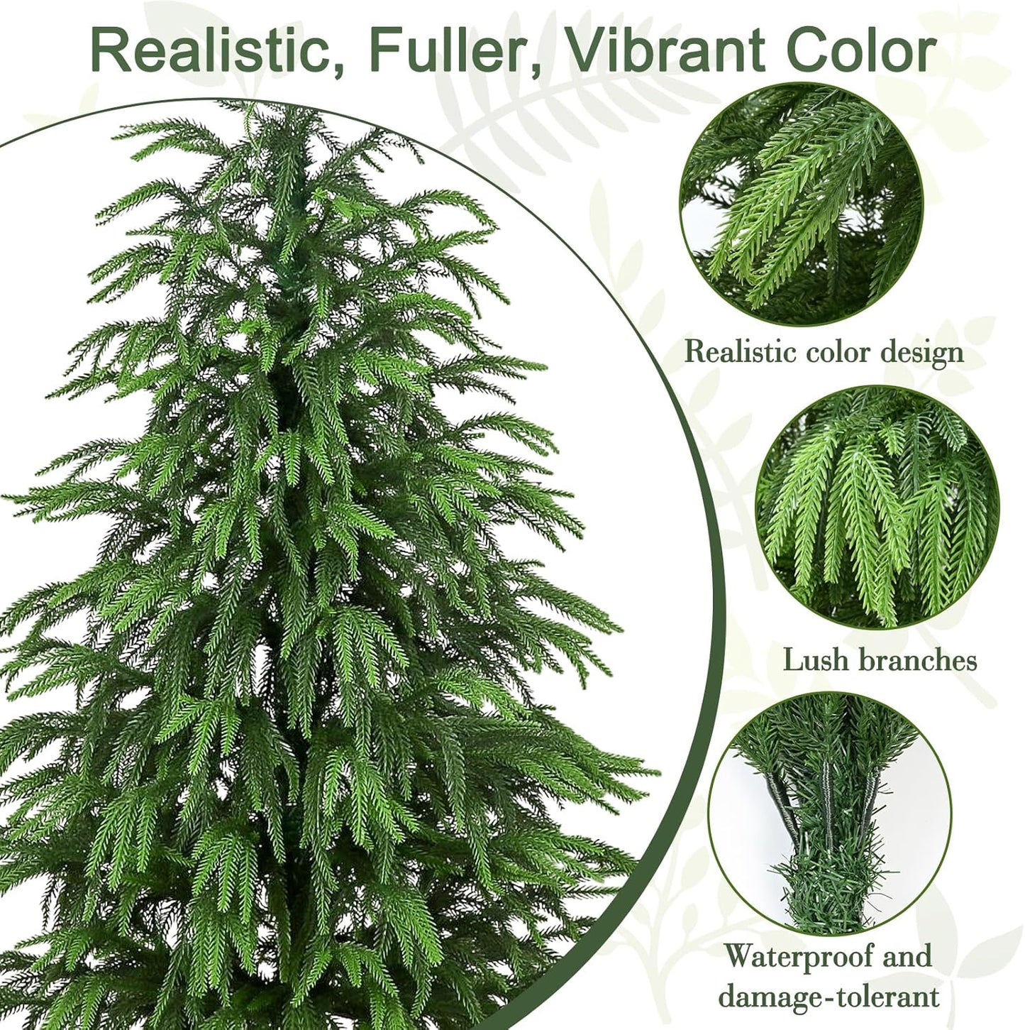 Artificial Norfolk Pine Tree, 3 ft Realistic Christmas Tree, Fake Potted Plants for Front Porch Outdoor Indoor Garden Christmas Decor