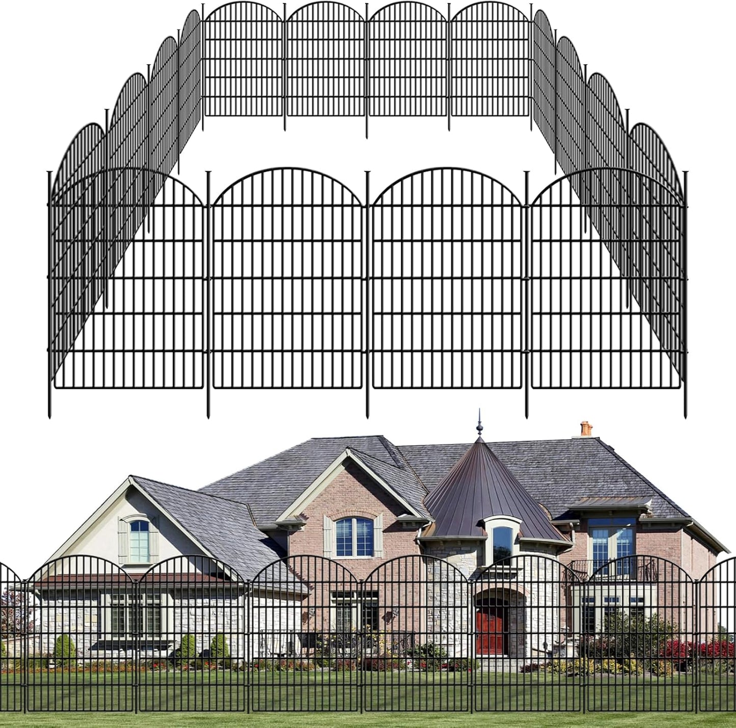 18 Panels Decorative Garden Fence, 33in (H) x 40.16 (L) No Dig Dog Fences Outdoor for Yard, Rustproof Tall Fencing Panel, Animal Barrier Suitable for Yard Border, Patio, and Temporary Camping Use
