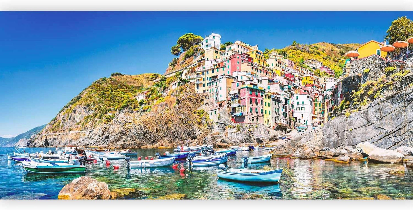 artgeist Premium Wall Mural Architecture 216x98 in - Non-Woven Photo Wallpaper Art Print Fleece Wall Mural Decoration Poster Picture Design City Sea Boat Like Painted d-B-0296-a-a