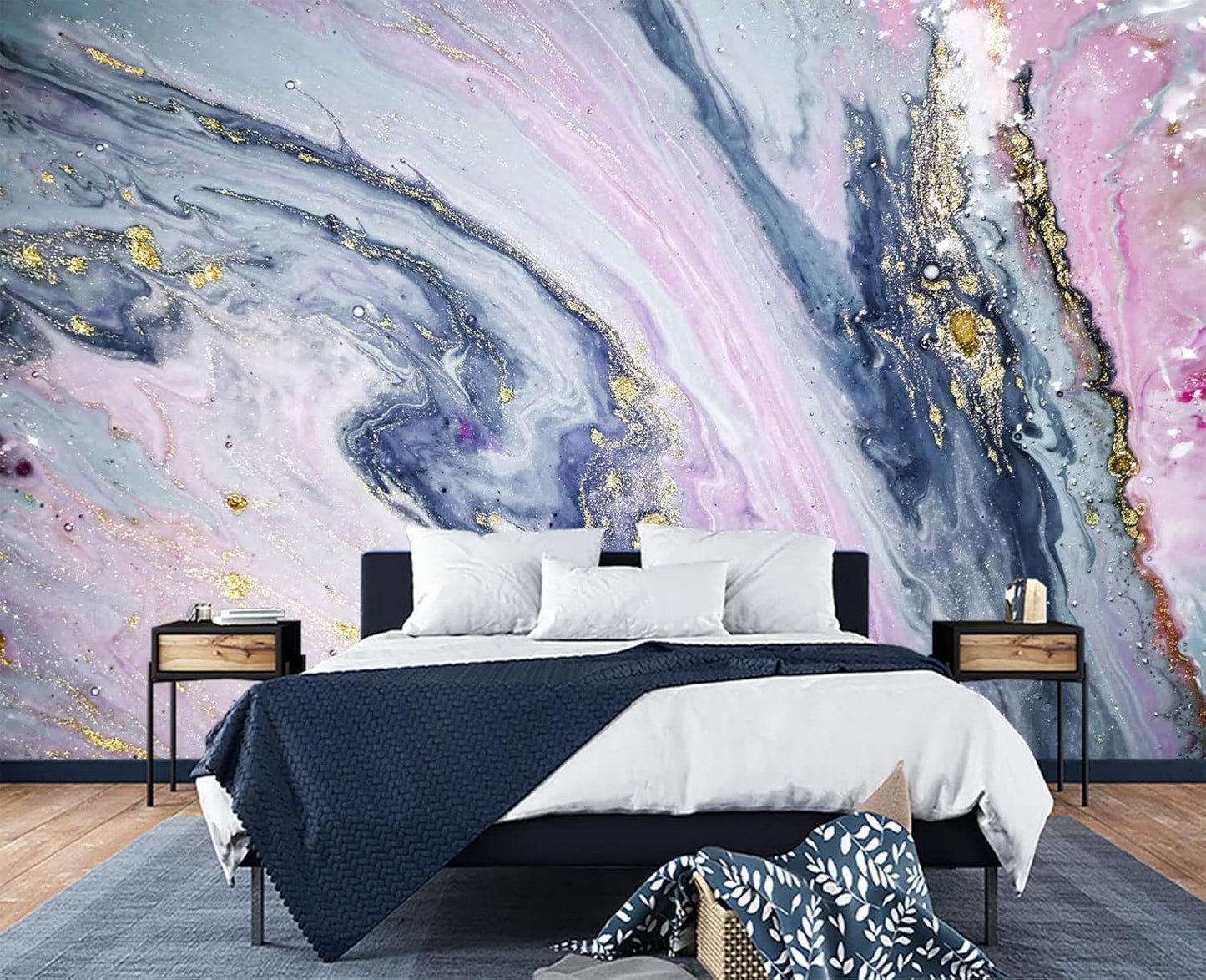 Gilding Marble Pink Wall Mural Wallpaper for Bedroom 103" x 69"