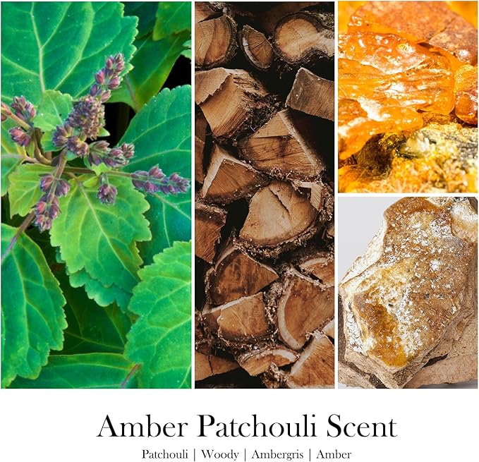 Scented Candles for Home - Amber Patchouli Candle | Aromatherapy Candle Gift for Women & Men, Soy Candles for Home Scented - 7oz, Soy Wax, Patchouli Scent Home Fragrance
