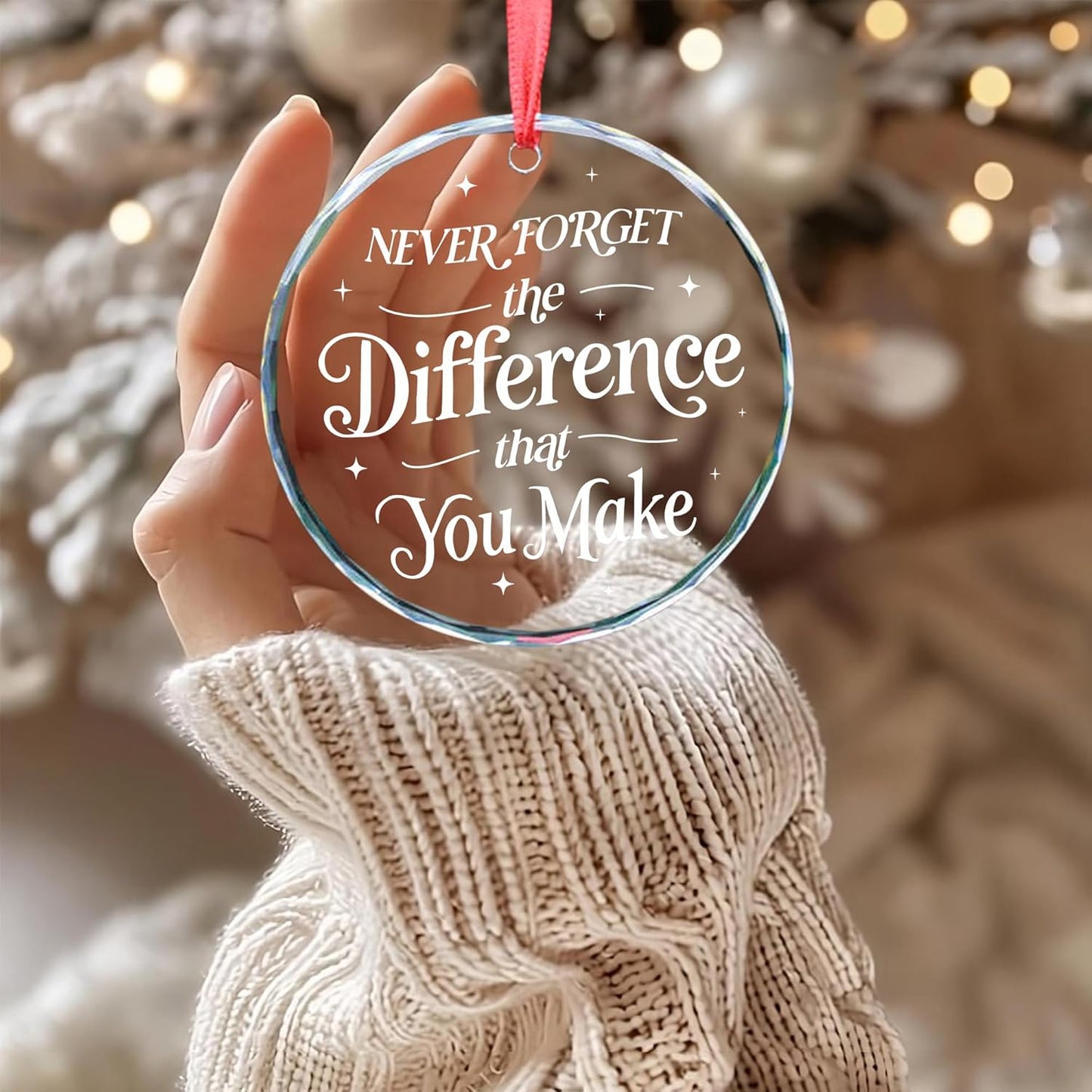 Boss Gifts Never Forget The Difference You Make Ornament Thank You Gifts - Christmas for Employee Coworker Nurse Gift - Farewell, Goodbye, Retirement Gift, Leaving Ideas for Coworker Glass Ornament