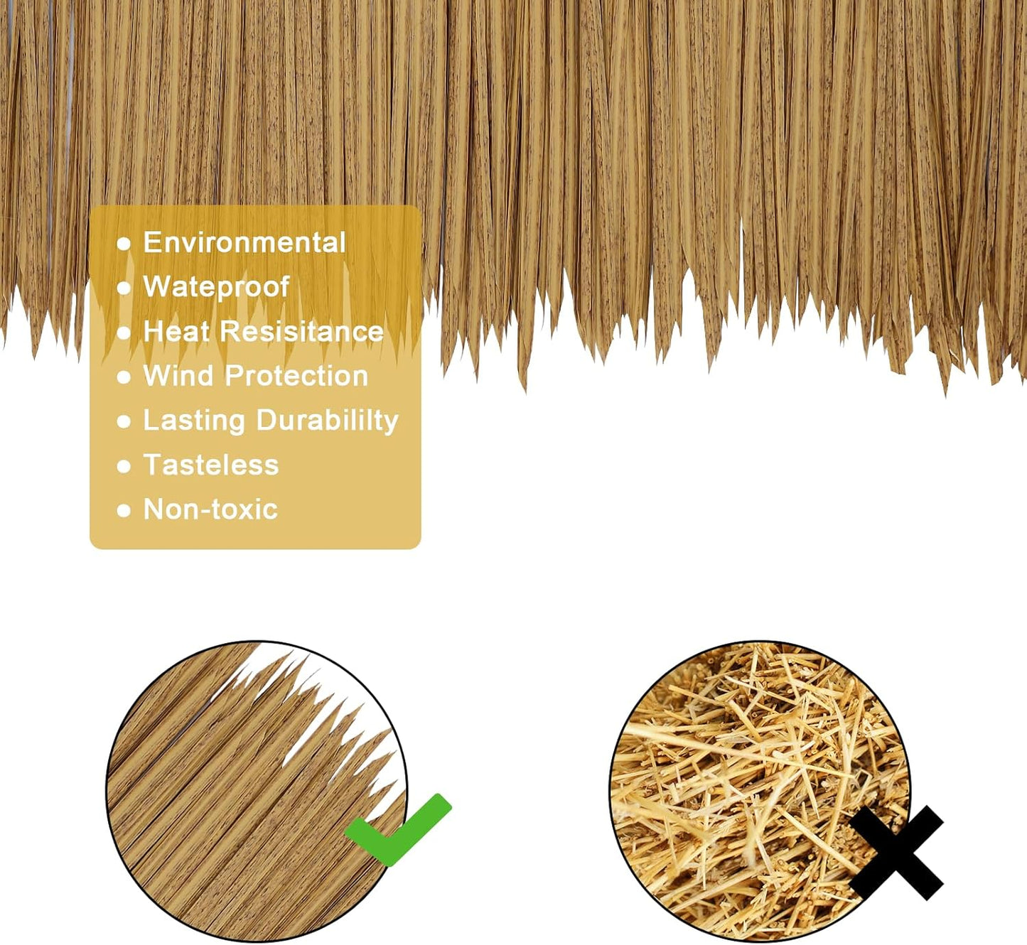 Straw Roof Thatch –Mexican Style Artificial Palm Thatch Rolls,Tiki Bar Hut Grass Duck Boat Blinds Grass Runner Rolls Palapa Thatch Roofing for Garden Patio Umbrella Covers Fence Party Decoration