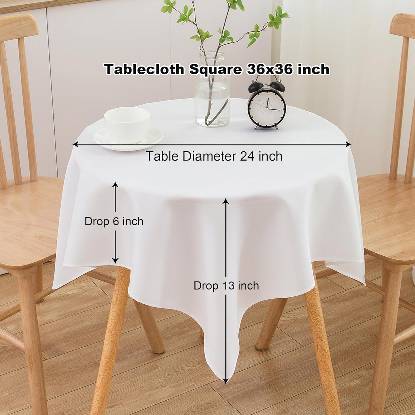 sancua Small Square Tablecloth 36 x 36 Inch White (Fits 20-30 Inch Tables), Stain and Wrinkle Resistant Washable Fabric Table Cloth for Dining Party Table Cover for Nightstand End Bedside Tables