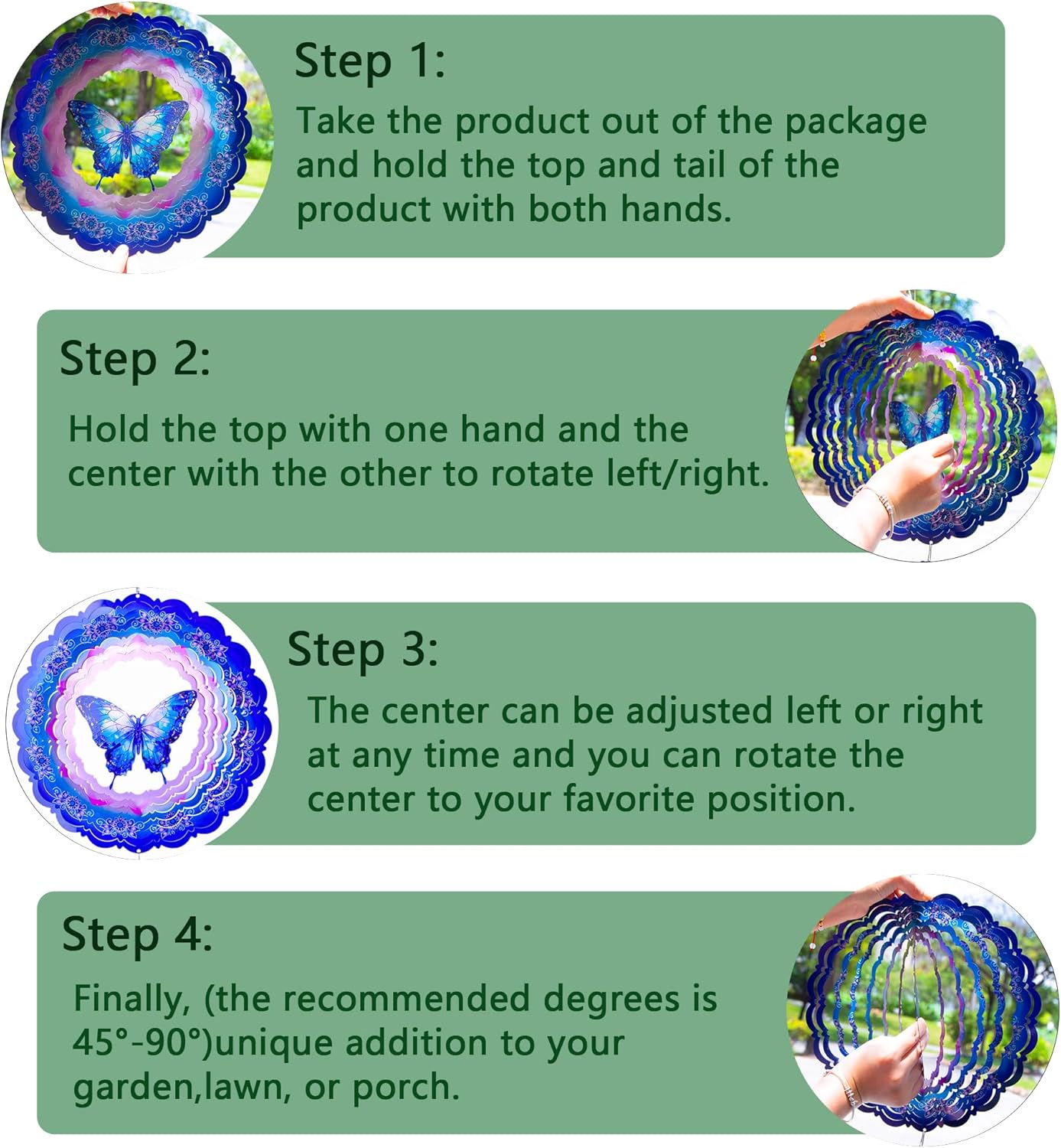 Butterfly Wind Spinners Outdoor,12 Inch Butterfly Gifts for Women Mom Grandma Wife,3D Butterflies Decorations Wind Spinners for Garden Yard Proch