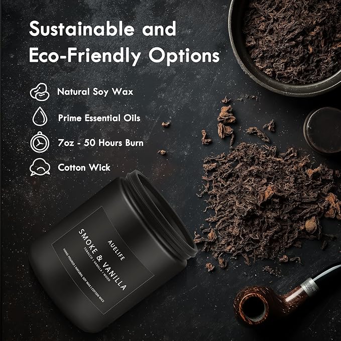 Scented Candles Set | Gifts for Men - 6Pack Candle Set - Masculine Candle, Soy Candles for Home Scented, Aromatherapy Gift - Fragrance of Smoke Vanilla/Leather/Mahogany/Tobacco/Oak/Amber Patchouli