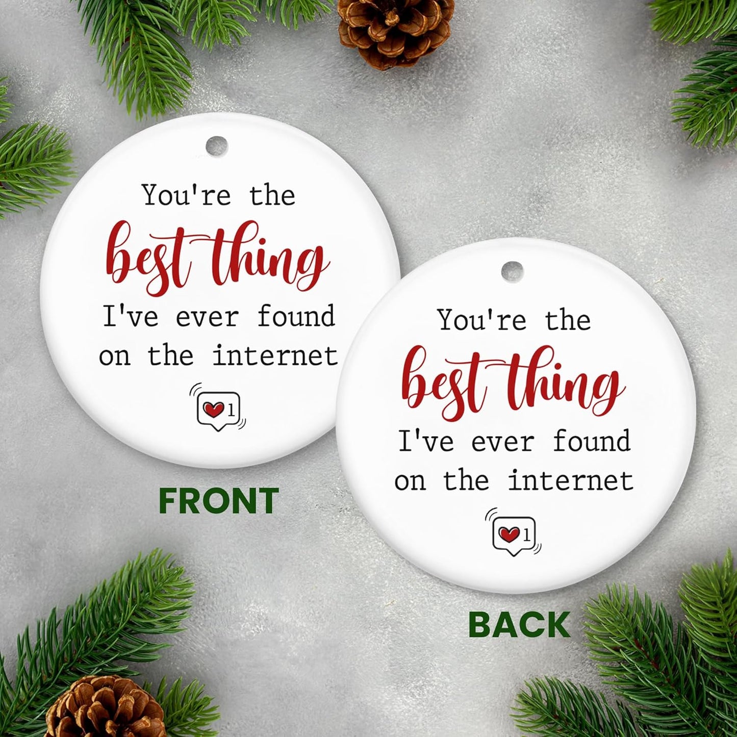 TEEZWONDER Couple Gifts for Men, Women - Christmas Ornaments 2024, Anniversary, Birthday Gifts for Him, Her, Long Distance Relationship Gift for Couples - Christmas Decorations Ceramic Ornaments