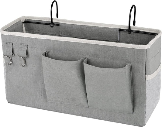 Bedside Storage Caddy/Bedside Hanging Storage Bag for Headboards Bunk Beds Dorm Rooms Book Phone Magazine Holder (Grey)