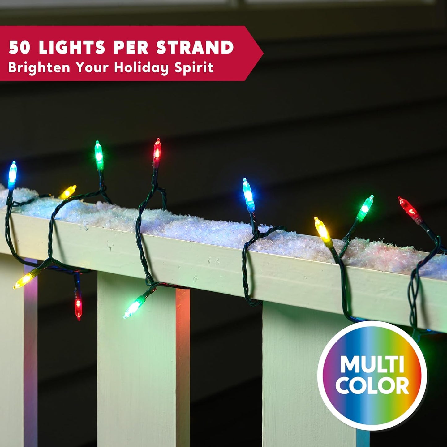 Joiedomi LED Christmas String Lights,2×50 Count 32.6FT Battery Operated Christmas Tree Fairy Lights with 8 Modes,Multifunction Green Wire for Xmas Decor Party Holiday House,Multicolor