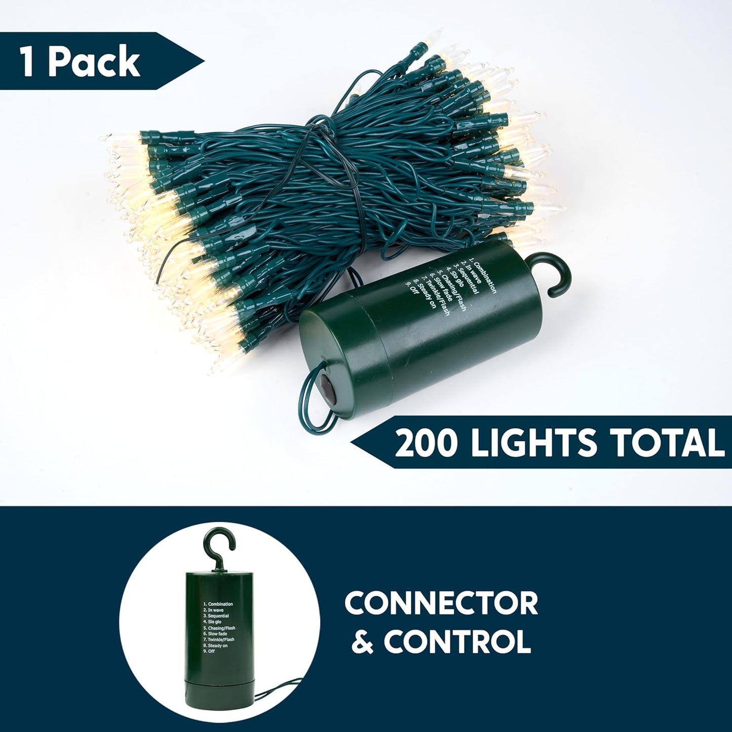 Joiedomi LED Christmas String Lights,200 Count 66.3FT Battery Operated Christmas Tree Fairy Lights with 8 Modes,Multifunction Green Wire for Xmas Decor Party Holiday House,Warm White