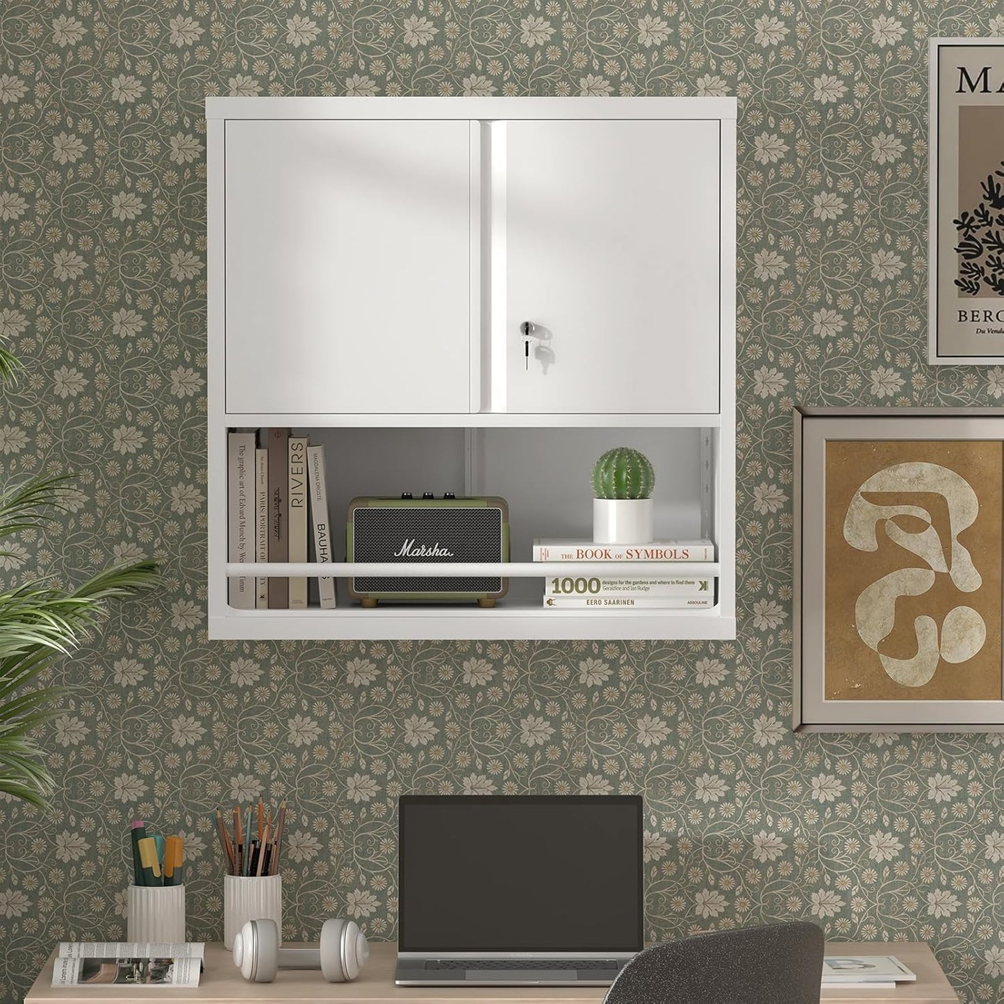 Wall Cabinets,Garage Metal Storage Cabinet with Shelf,Wall Storage Cabinet with Locking Door,Steel Cabinets for Kitchen,Home Office,Basement