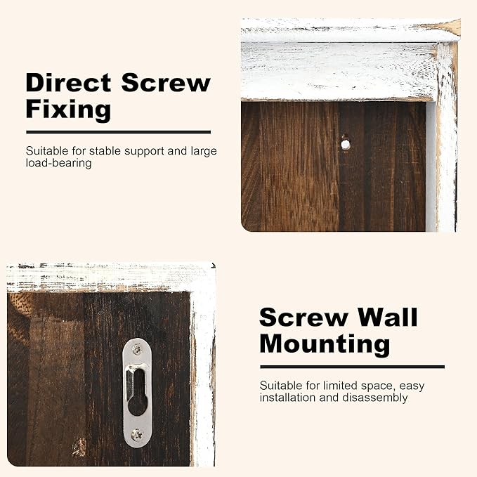 Nisorpa 3 Tier Spice Rack Wall Mount, Rustic Burnt Wood Wall Hanging Spice Rack Kitchen Spice Shelf Organizer for Seasoning Jars or Condiment Bottles, 19.68 x 3.35 x 21.25 Inches